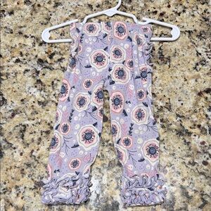 Ruffle Butts Lavender Floral Ruffle Hem Leggings
